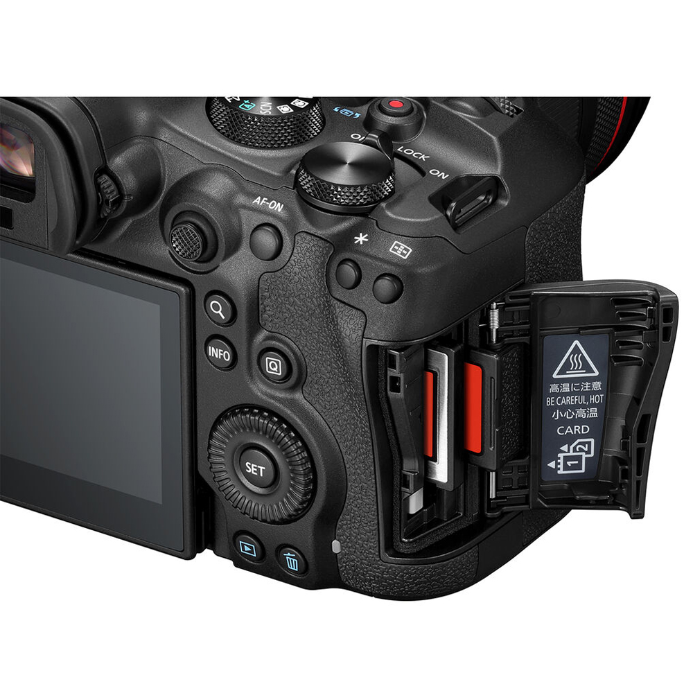 Sloty kart pamięci w aparacie Canon EOS R6 Mark III - wynajem od ręki w Warszawie