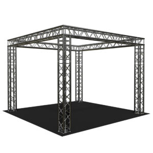 Stoisko targowe 4x4m – wynajem czarnej konstrukcji aluminiowej z możliwością personalizacji zabudowy