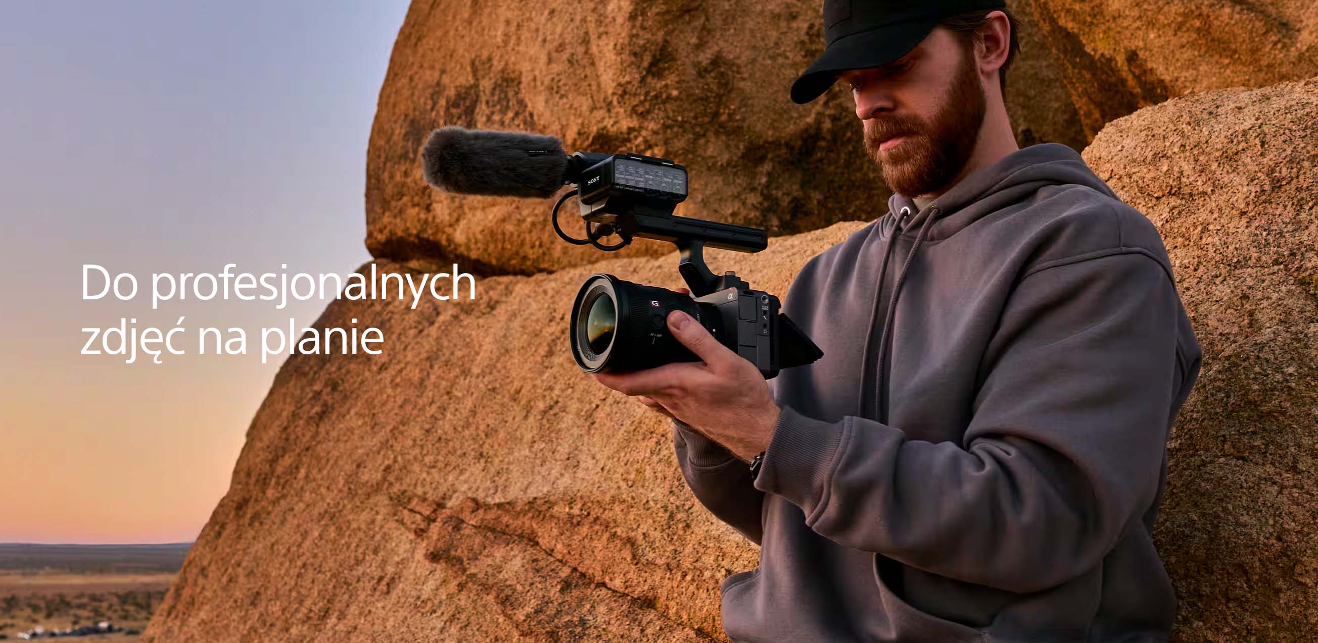 Kamera Sony FX5 Cinema Line używana podczas filmowania w plenerze