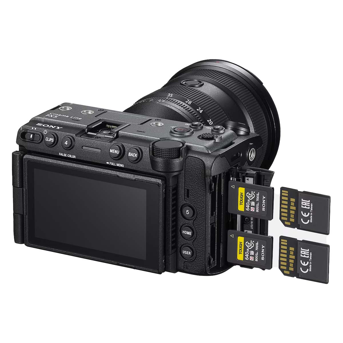 Sony FX5 z podwójnym slotem kart pamięci CFexpress Type A i SD